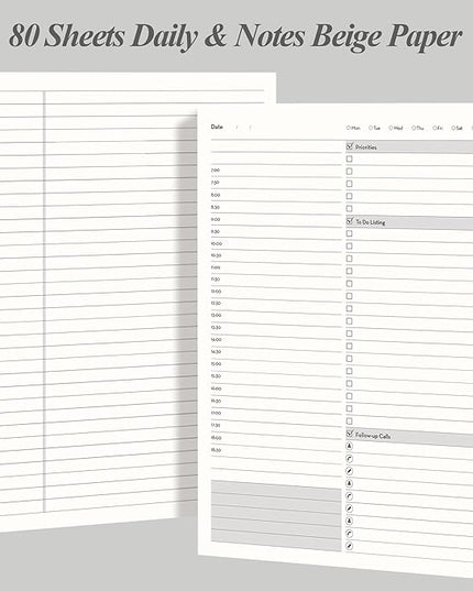 [EMSHOI Daily Planner Refill 8.5" X 11.5", 80 Sheets, 160 Pages Ring Binder Planner Inserts, Thick Cream Color Refill Paper, 100 GSM Loose Leaf, Paper Refills with Gift Box]