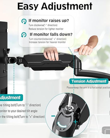 MOUNT PRO Triple Monitor Mount for Max 32" Computer Screen, Adjustable 3 Monitor Desk Mount, up to 19.8lbs Each, Three Display Arm with Tilt Swivel Rotation, VESA Mount 75x75/100x100mm