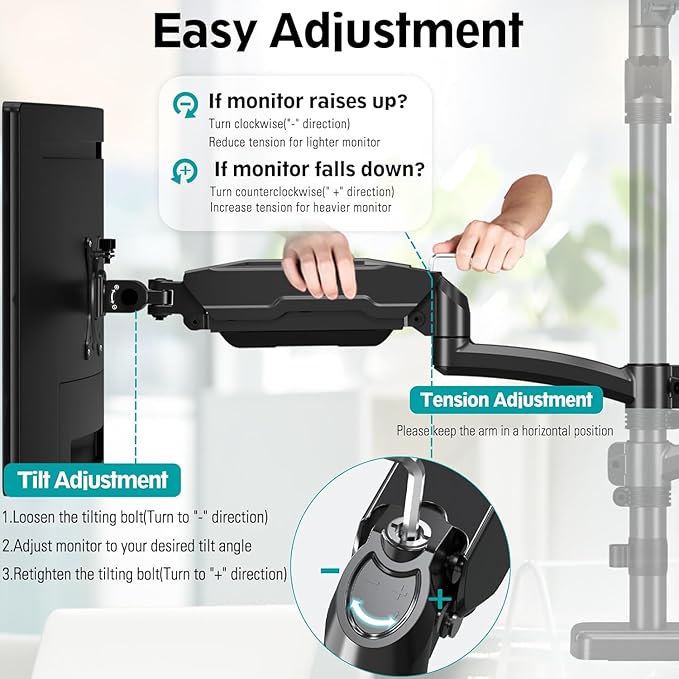 MOUNT PRO Triple Monitor Mount for Max 32" Computer Screen, Adjustable 3 Monitor Desk Mount, up to 19.8lbs Each, Three Display Arm with Tilt Swivel Rotation, VESA Mount 75x75/100x100mm