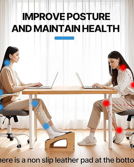 Ergonomic Foot Rest, 4 Adjustable Height Foot Stool,Footrest Under Desk， Soft Cushions,Foot Rest Office,Improving Posture, Promoting Blood Circulation（Natural）