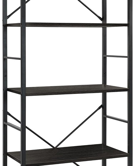 CAPHAUS 5 Tier Bookshelf, 24 Inch Width Free Standing Shelf, Bookcase Shelf Storage Organizer, Industrial Book Shelves for Home Office, Living Room, Kitchen, Black Vintage Shelves & Metal Frame
