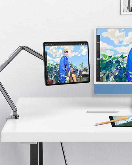KU XIU Magnetic Arm Stand Only for iPad Pro 13" M4/M5 ONLY, Foldable Premium Aluminum Alloy Tablet Mount for Working, Multi-Node Adjustable Portable iPad Holder Desktop Stand