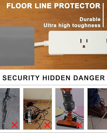 6.5Ft Floor Cord Cover Gray Silicone Cable Protector Easy to Install Wire Organizer and Hider for Home, Office, Garage (Gray-2m)
