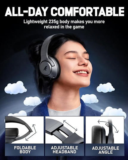 Wireless Gaming Headset for Nintendo Switch丨OLED丨Lite,2.4Ghz USB & Type-C， Bluetooth 5.4 Gaming Headphones with Noise Cancelling Microphone, 40Hr Battery, for PS5, PS4, PC, Mac, Laptop, Grey