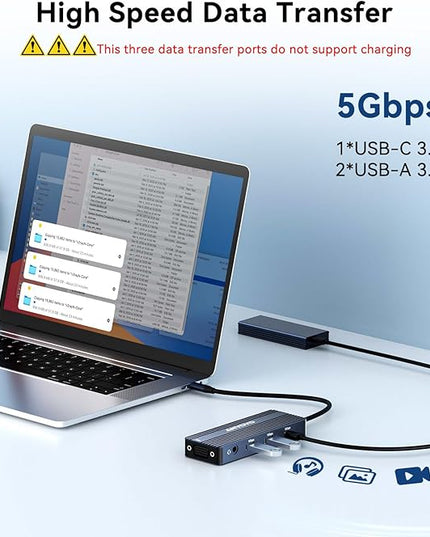 ANYOYO USB C Docking Station Dual HDMI Monitor Adapter 8-in-1 USB C HUB 3 Monitors Adapter with 4K HDMI +VGA +PD100W+Audio Laptop Docking Station for Dell/Lenovo/HP/Samsung/ASUS (Gary)