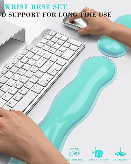 Gel Wrist Rest for Keyboard and Mouse, Wrist Rest for Keyboard, Mouse Wrist Support, Pain Relief, Cool Touch, Non-Skid, Keyboard and Mouse Wrist pad Set