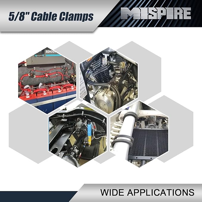 5/8 inch Cable Clamps 10PCS, MISPIRE Stainless Steel Hose Pipe Clamps, Automotive Wire Rubber Insulated Clamps, Metal Clamps for Tube, Pipe and Wire Cord Installation