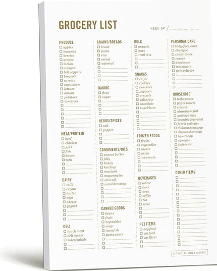 Grocery List Magnet Pad for Fridge - 6 x 9" - Grocery Shopping Checklist Notepad with Categories - 50 Sheets
