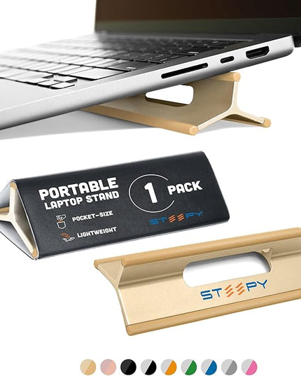 Steepy Portable Laptop Stand for Desk – Adjustable Height, & Portable Laptop Holder – Ergonomic Computer Stand for Cooling & Comfort – Slip-Proof, Sturdy Design – Universal Fit for 13-17 Inch Devices