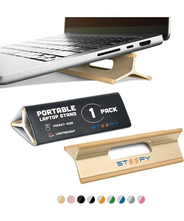 Steepy Portable Laptop Stand for Desk – Adjustable Height, & Portable Laptop Holder – Ergonomic Computer Stand for Cooling & Comfort – Slip-Proof, Sturdy Design – Universal Fit for 13-17 Inch Devices