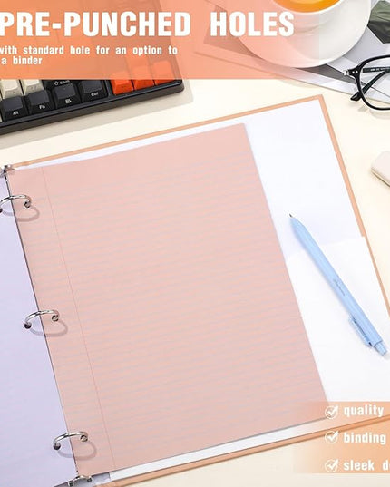 PerKoop 400 Sheets Colored Loose Leaf Paper 8.5" x 11" college ruled Lined 3 Hole Punched notebook Filler Paper for 3 Ring Binders Office School Supplies (Fantasy Color)
