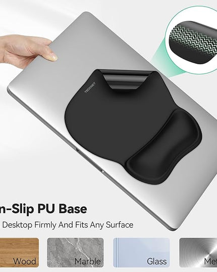 TECKNET 2 Pack Gel Mouse Pad with Wrist Rest, Ergonomic Office Mousepad with Wrist Support - Non-Slip & Smooth Surface Comfortable Desk Accessories Mat for Office, Gaming and Study - Charcoal Black