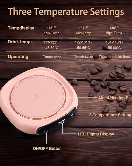 Bgbg Coffee Mug Warmer & Cute Cat Mug Set, Electric Beverage Cup Warmer for Desk Home Office with Three Temperature Up to, Coffee Warmer for Cocoa Milk Tea Water Candle, 8 Hours Auto Shut Off