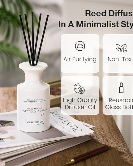 M&SENSE Reed Diffuser Set, 10.14 fl oz Large Reed Diffuser, Rose Jasmine Scented with Natural Essential Oils, Long Lasting with 7 Sticks, Non-Toxic Home Fragrance Reed Diffuser for Bedroom, Bathroom