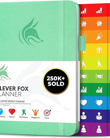 Clever Fox Planner – Undated Weekly & Monthly Planner for Productivity, Time Management & Goals – Organizer Journal – A5 (Mint Green)
