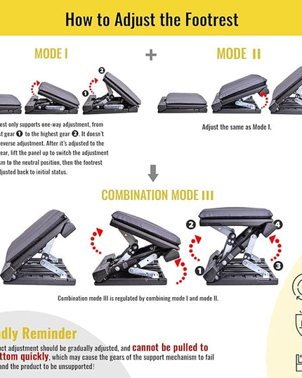 Foot Rest for Under Desk at Work Enlarged, Ergonomic Footrest with Adjustable Height and Angle, Foldable Foot Stool with Removable Pad Massage Beads for Office Gaming Chair Gray