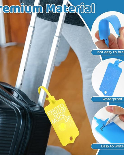 LeonBach 100 PCS Plastic Shipping Tags,1.46" x 2.48", Waterproof Labels Writable Hanging Tag with Sealing Strap,Shipping Cable Tie Label Tags for Keys Luggage Logistic Retail Inventory(Multicolored)