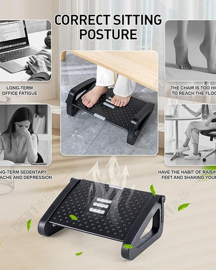 Foot Rest, Six Heights Adjustable Foot Rest for Under Desk at Work, Ergonomic Foots Stool for Under Office Desks, Under Desk Footrest with Foot Massage Roller, Chair Footrest for Leg Rests