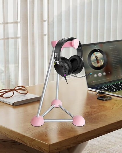 Headphone Stand, Desktop Headset Holder, Desk Earphone Stand, Gaming Headsets, for SteelSeries/Logitech/HyperX/Sony/Beats/Sennheiser/Anker/Xbox, and All Headphones.(Red) (Pink)