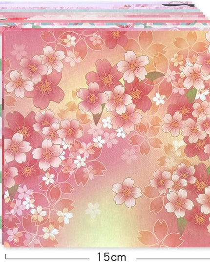 Origami 6x6 Paper Kit 50 Sheets 12 Vivid Colors Double Sided Printed Traditional Patterns Square for Arts Crafts Projects, Japanese Sakuras Flowers Chiyo