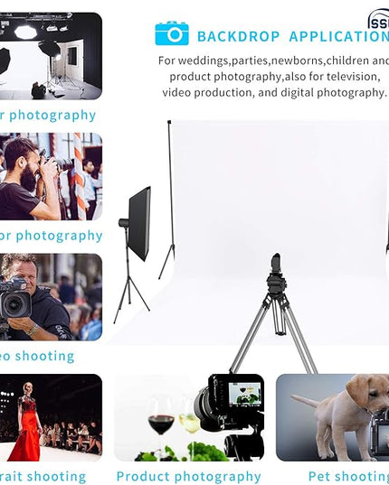 ISSUNTEX 10X24 ft Background Muslin Backdrop, Photo Studio, Collapsible High Density Screen for Video Photography and Television-White