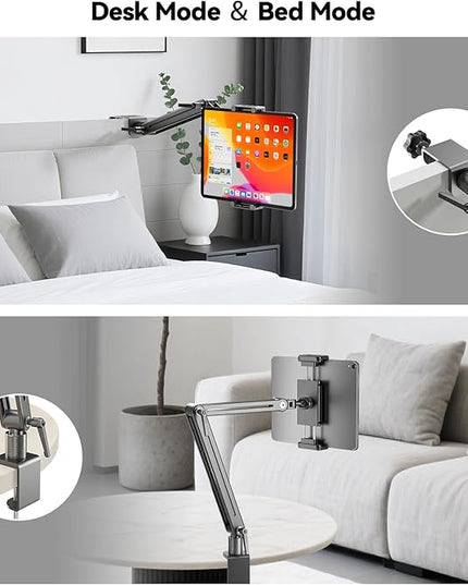 Portable Monitor Stand Desk Holder- Large Clamp support up to 12.9 14.6 15.6 18.5 inch 360° Rotating Base Swivel Tall Desk Arm Mount for iPad Pro/Mini/Air/Surface Strong Bearing Weight over 5.5lbs