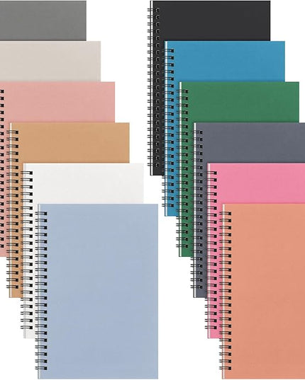 Fuutreo 12 Pcs Spiral Notebook for Work A5 8.3 x 5.7 Inch College Ruled Spiral Journal Notebook Kraft Cover Ruled Paper, 12 Color, 60 Sheets, 120 Pages for Office School (Office Color,Classic)
