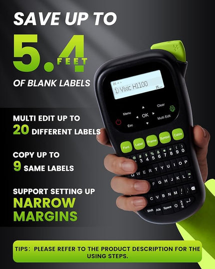 Vixic Label Maker Machine, H1100 Label Makers with Backlit Screen, Portable Label Maker Waterproof-Labels Handheld Labeler with Keyboard, Industrial Labeling Machine for Cable Wire Network