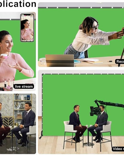 7x6.5ft Green Screen Backdrop Kit,Movable Backdrop Stand with Wheels and Greenscreen Background for Video Recording,Streaming.