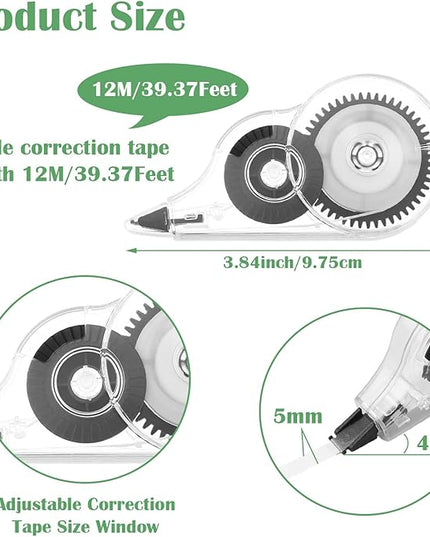 Auroray 36 Count Correction Tape with Protective Cap, 1/5 X 472 Inch Correction Tape Roller Easy to Use Applicator for Instant Corrections School Office Supplies
