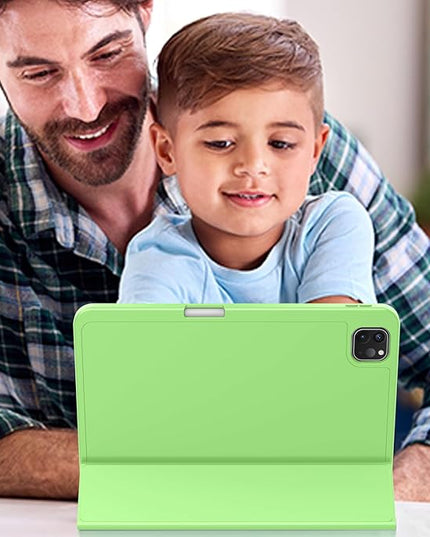 ZryXal iPad Pro 11 Inch Case (M5) 2025/ (M4) 2024 (Model: A2836/A2837/A3006), Trifold Stand Smart Cover with Pencil Holder and Soft TPU Back, Auto Wake/Sleep (Grass Green)