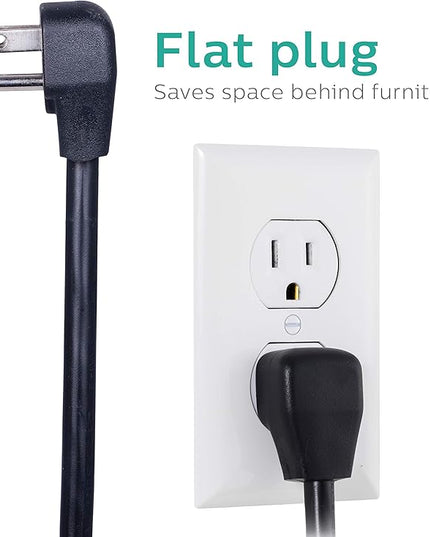 Philips 7 Outlet Power Strip Surge Protector, 2 USB Charging Ports, 4ft Power Cord, Flat Plug, Wall Mount, 1440 Joules, ETL Listed, Circuit Breaker, Automatic Shutdown, Black, SPP6270BC/37