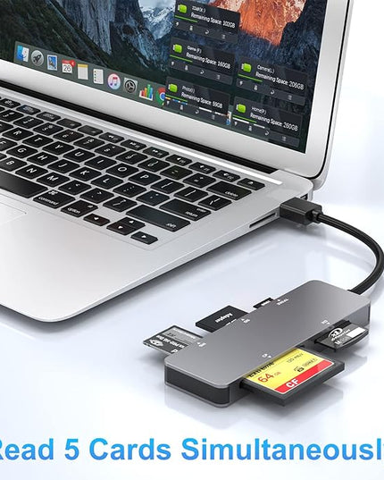 6-in-1 USB3.0 Multi Card Reader, USB 3.0 Memory Card Reader for SD SDXC SDHC Micro SD CF XD M2 MS MMC Camera Memory Card, Multi USB Card Reader/Writer(5Gbps) SD Card Reader for Windows,Mac OS,Linux