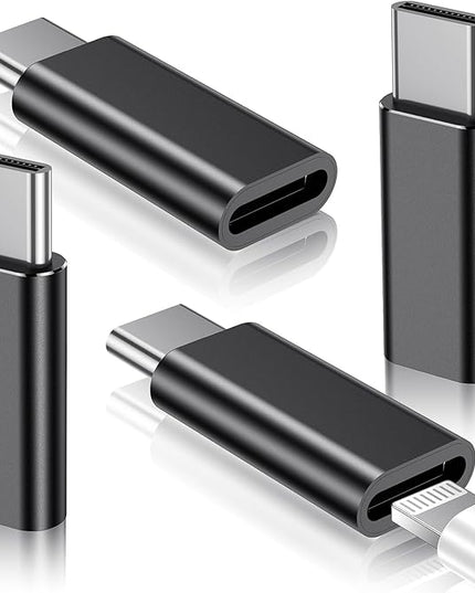 Temdan 4 Pack Lightning to USB C Adapter for iPhone 15/16 Pro/16 Pro Max/Plus,Samsung S25/S24,USB C Charger Connector Cable,for iPhone 16/15 Charger,16/15 Accessories - Black(Not for Audio/OTG)