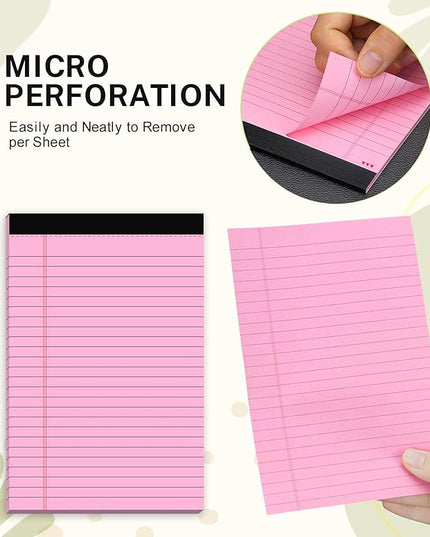 Note Pads 5x8, Narrow Ruled Legal Pad, Multicolor Small Notepads, 30 Sheet/notepad, 8 Pack Colored Legal Pads, Pink Legal Pad, Purple Notepad, Perforated Lined Note Pads for Study, Office, To-Do Lists