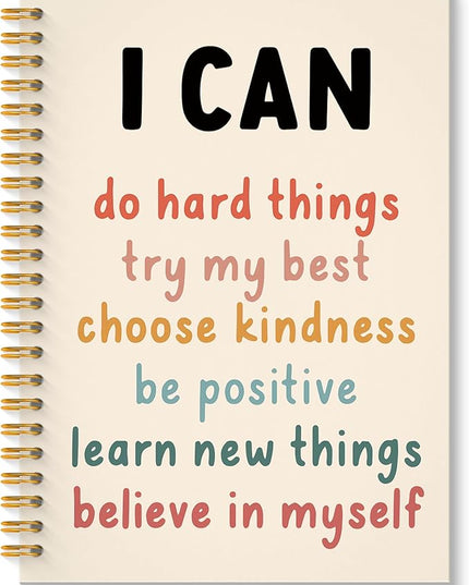 I Can Do Hard Things Inspirational Spiral Notebook, Positive Affirmation Gifts, Affirmation Journal, Boho Motivational Journal Notebook, 5.5x8.3 Inch