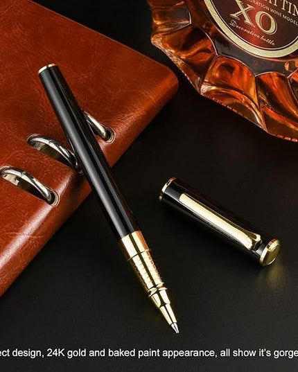 YIVONKA Luxury Ballpoint Pen Black Refill Line width 0.5mm,Best Office Pen Gift for Men & Women Professional Executive,Nice BallPens Classy Gift Box (Black)