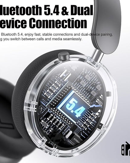 Wentronic Y06 Noise Cancelling Headphones,58H Playtime and 5 EQ Music Modes Wireless Over Ear Bluetooth Headphones with Microphone,Lossless Audio,Multipoint Connection,Foldable,Lightweight,Space Grey