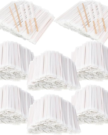 3000 Pcs Individually Wrapped Wooden Coffee Stirrers, Disposable Coffee Stir Sticks Round End Sticks Bulk Wood Stirrers for Cocktail Hot Drinks Restaurant Bar Home Office (5.5 Inch)