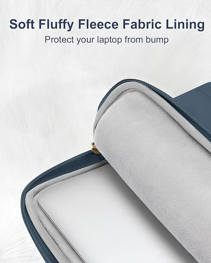 MOSISO 15-15.6 inch Laptop Case, 16 inch Puffy Laptop Sleeve Compatible with MacBook Pro 16, HP Dell ASUS Acer Toshiba Lenovo Notebook Computer, Polyester Horizontal Bag with Small Case, Haze Blue