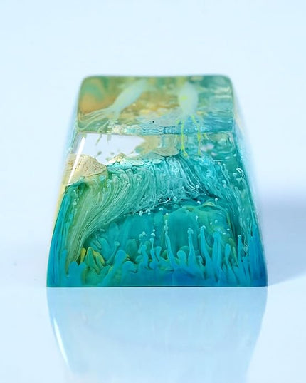 Squid Artisan Keycap Light Yellow Blue Coral Reef R1 SA Profile Custom Sea Keycaps 1U ESC Handmade Gaming Ocean Resin Key Cap Cherry MX Switch Compatible Mechanical Keyboard Squid Lover Gift