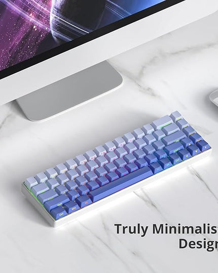 Cherry Profile Side Printed PBT Keycaps, 135 Key Minimalist Double Shot Shine Through Custom Keycap, Gradient Key Cap for Cherry MX Switches Mechanical Keyboard (Purple/Side Print)