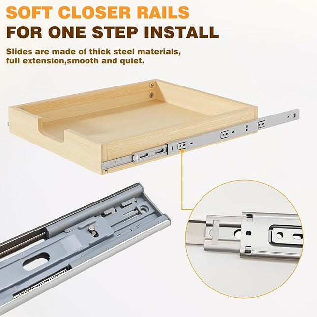 Grehitk Pullout Cabinet Organizer, 14''W×21''D×3''H Slide Out Shelves for Kitchen Cabinets, Pull out Drawers for Kitchen Cabinets, Pantry, Bathroom, & Storage Organization