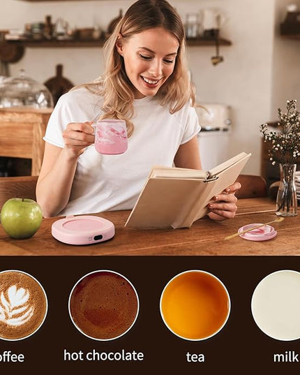 Coffee Mug Warmer & You are Awesome Mug Set, Electric Cup Warmer for Desk, Beverage Warmer with 4 Temperature Setting, 8-Hours Auto Shut Off