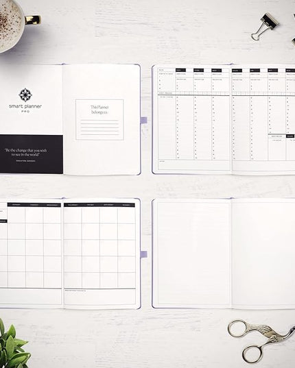 Smart Planner Pro – Large 11 x 8.5 inches (A4) – Undated Agenda Daily Planner – Tested & Proven to Achieve Goals & Increase Productivity, Time Management & Happiness with Weekly, Monthly, Gratitude Sections, Back Pocket (Lavender)
