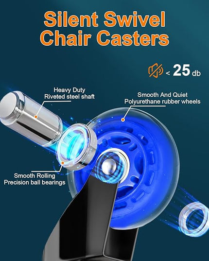 RidRed Gaming Chair Wheels - Heavy-Duty Office Chair Wheels - Replacement Rubber Casters- Universal Fit 3 Inch Chair Casters, Noise Free, Fits 98% Chair, for All Floor