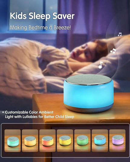 FamiSym White Noise Sound Machine Baby for Sleeping with Night Light – 34 Soothing Sounds, Rechargeable White Noise Machine for Kids Adults Sleep, Portable Lullaby Machine Baby Soother (Slate)