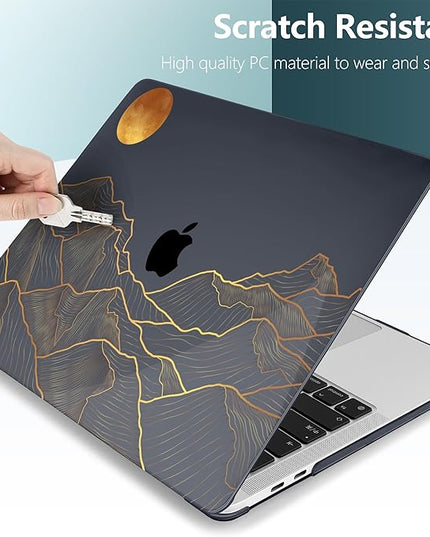 DONGKE Compatible with MacBook Pro 13 inch Case 2024 2023-2020 Release A2338 M2/M1 A2251 A2289 with Retina Display & Touch ID, Plastic Hard Shell & Keyboard Cover & Screen Film - Abstract Mountain