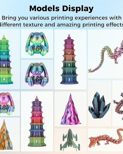Sovol Silk PLA Filament 10KG Kit, Silk Tri Color & Dual Color Co-Extrusion PLA, Shiny Multicolored Fast Change Rainbow 3D Printer Filament, Glitter PLA Materials 1.75mm 1kg/ 2.2lbs +/-0.03mm
