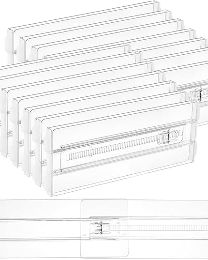 Vtopmart 14 Pack Drawer Dividers for Clothes, 4" High 10.2"-16.5" Adjustable Expandable Dresser Drawer Organizer, Clear Plastic Separators for Dresser, Baby Clothing, Underwear, Cosmetic, Toiletries